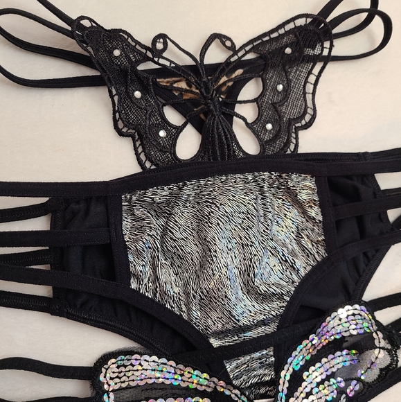 3pk Strappy Sparkle Rave Girl Panties Size Sm ✨️ - Picture 3 of 7